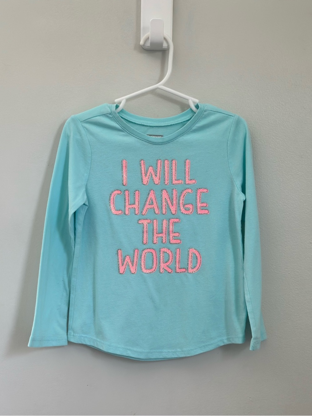 Garanimals Girls 4T Aqua Long Sleeve “I Will Change The World” Shirt